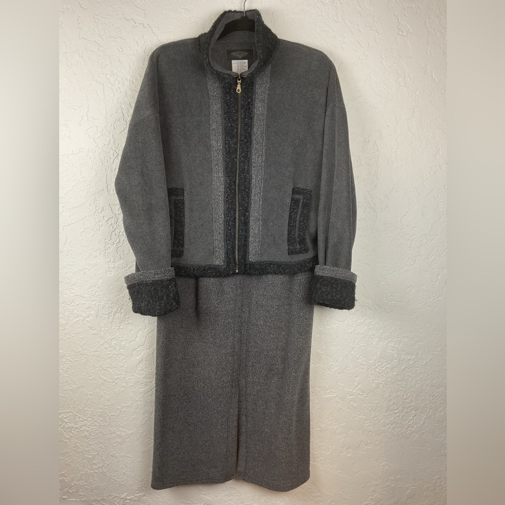 Krakerz 2 Piece Black Gray Fleece Jacket & Maxi Skirt Set Size Large